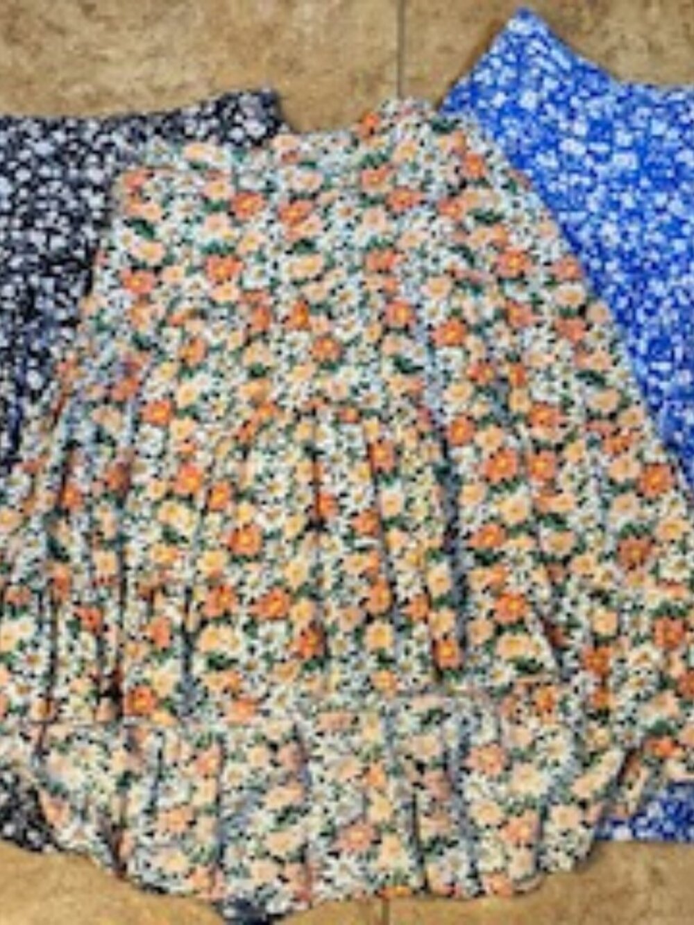 PRETTYGARDEN Women Ditzy Floral Print Midi Skirt Boho Elastic High Waist Skirts